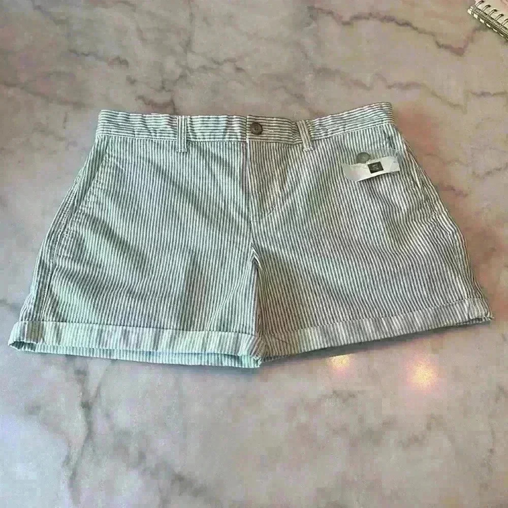 GAP Striped Light Blue and White Women's Shorts